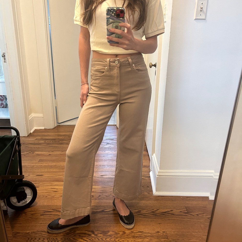 PAIGE Tan Women's Anessa Wide Leg Flare Jeans